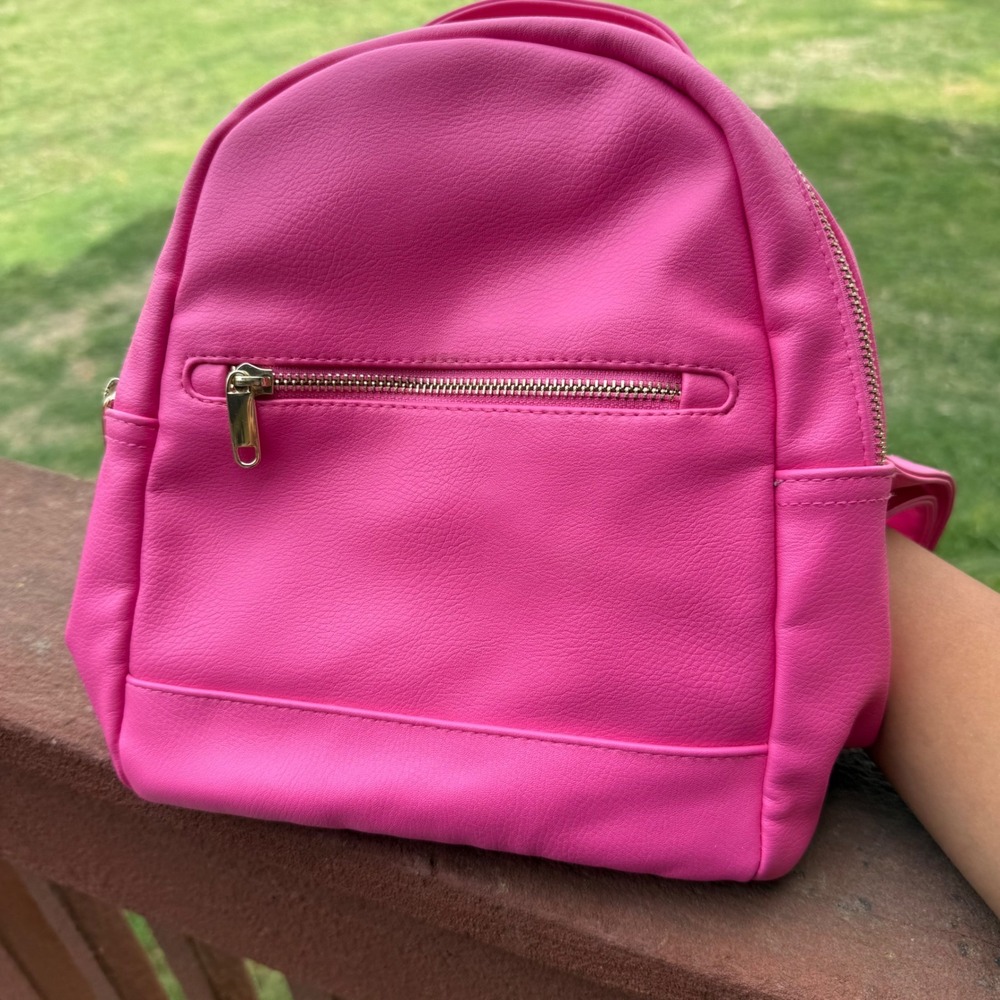 Wild Fable Mini Backpack Womens Pink Faux Leather Gold Zip Small Daypack Bag